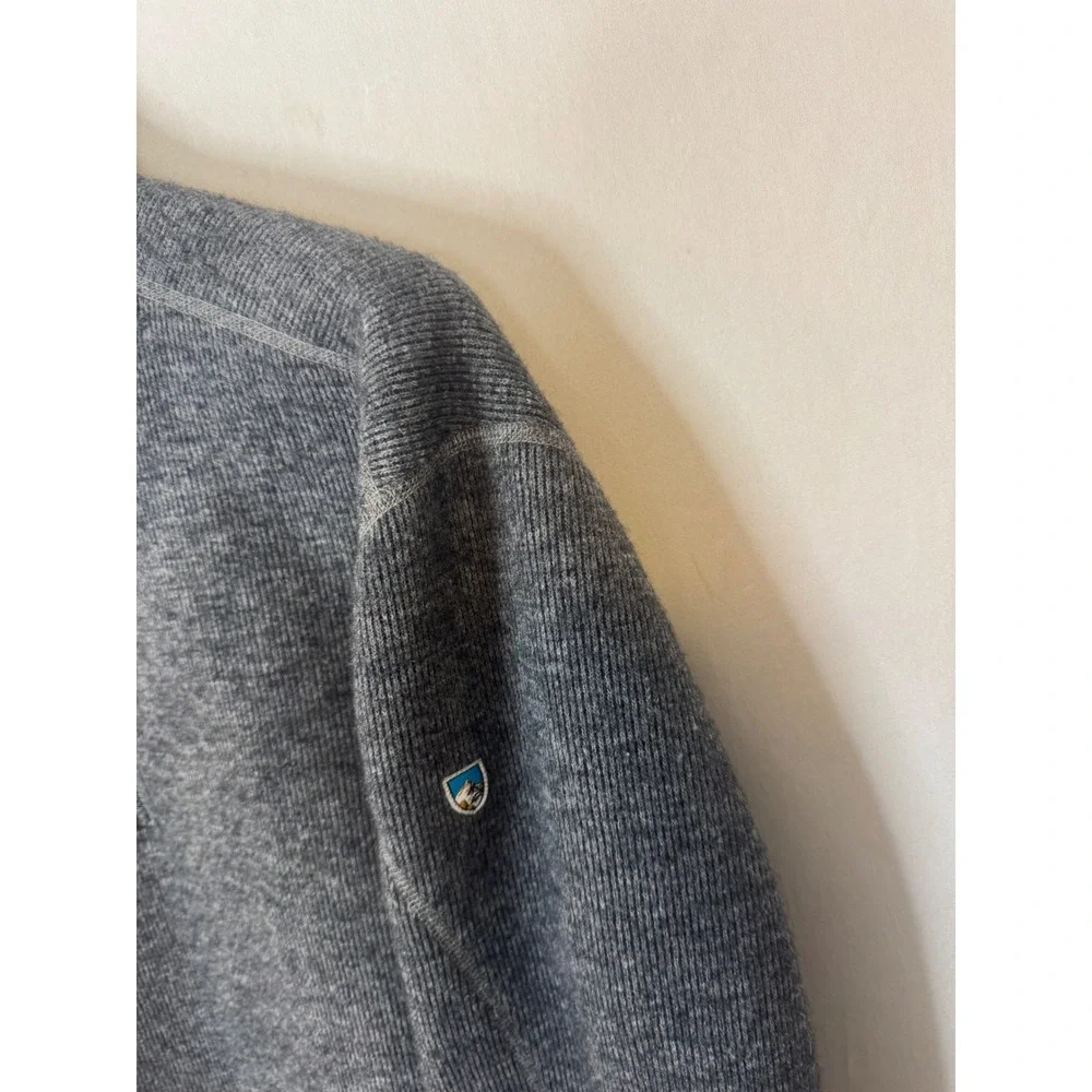 Kuhl ThermoKore Mens XL Gray Wool Blend Fleece Quarter Zip Pullover Sweater